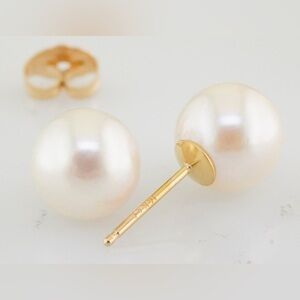 14k yellow gold genuine pearl studs